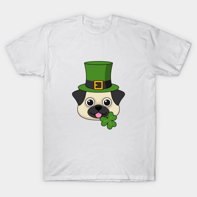 Cute Dog with Green Hat and Shamrock St Patricks's Day T-Shirt by BirdAtWork